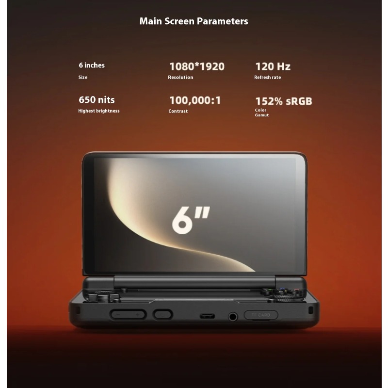 Handheld Game Console - 6inch 1080P 120Hz AMOLED Screen 6000mAh