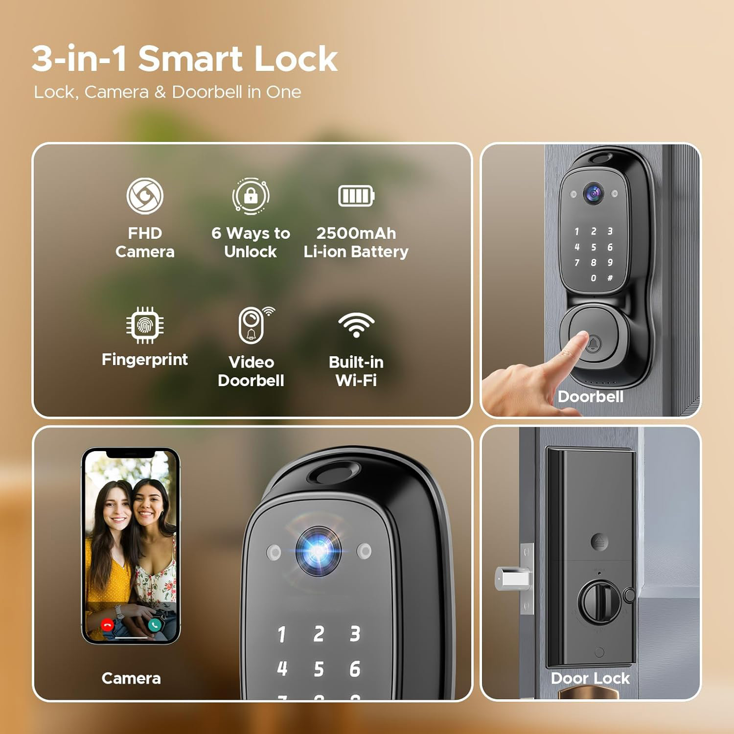 Tuya Wifi Smart Door Lock ‎Cam - Electronics & Gadgets Charging Gocable 8 In 1 Edc 100W Cable review and price